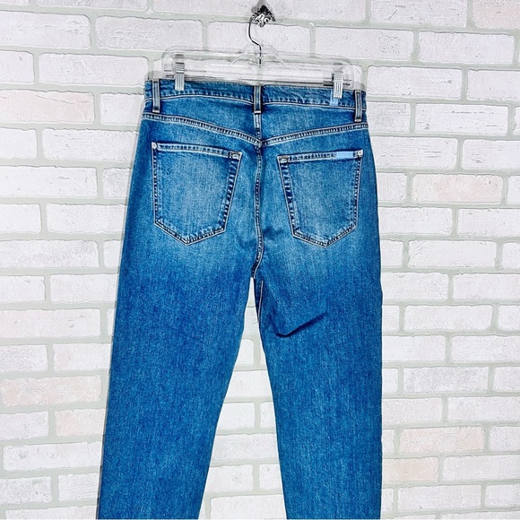7 For All Mankind High Waist Cropped Straight Leg Raw Hem Jeans Size 32 - Picture 10 of 14